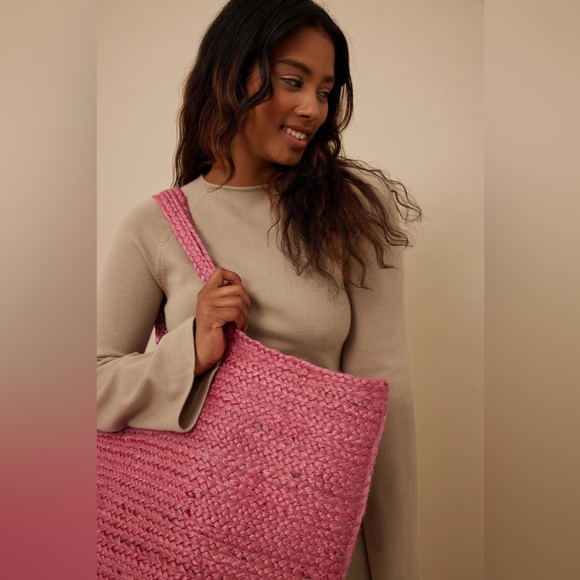 NA-KD Pink Rectangular Beach Bag - Picture 3 of 5